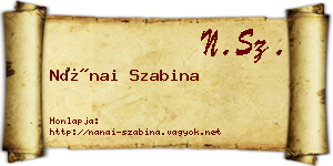 Nánai Szabina névjegykártya